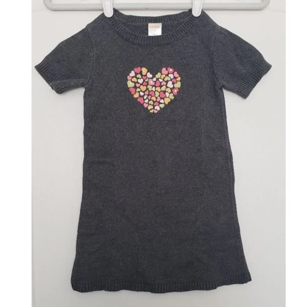 Gymboree Embroidered Hearts Sweater Dress Size 4 Fairycore Sweet Cottagcore Knit